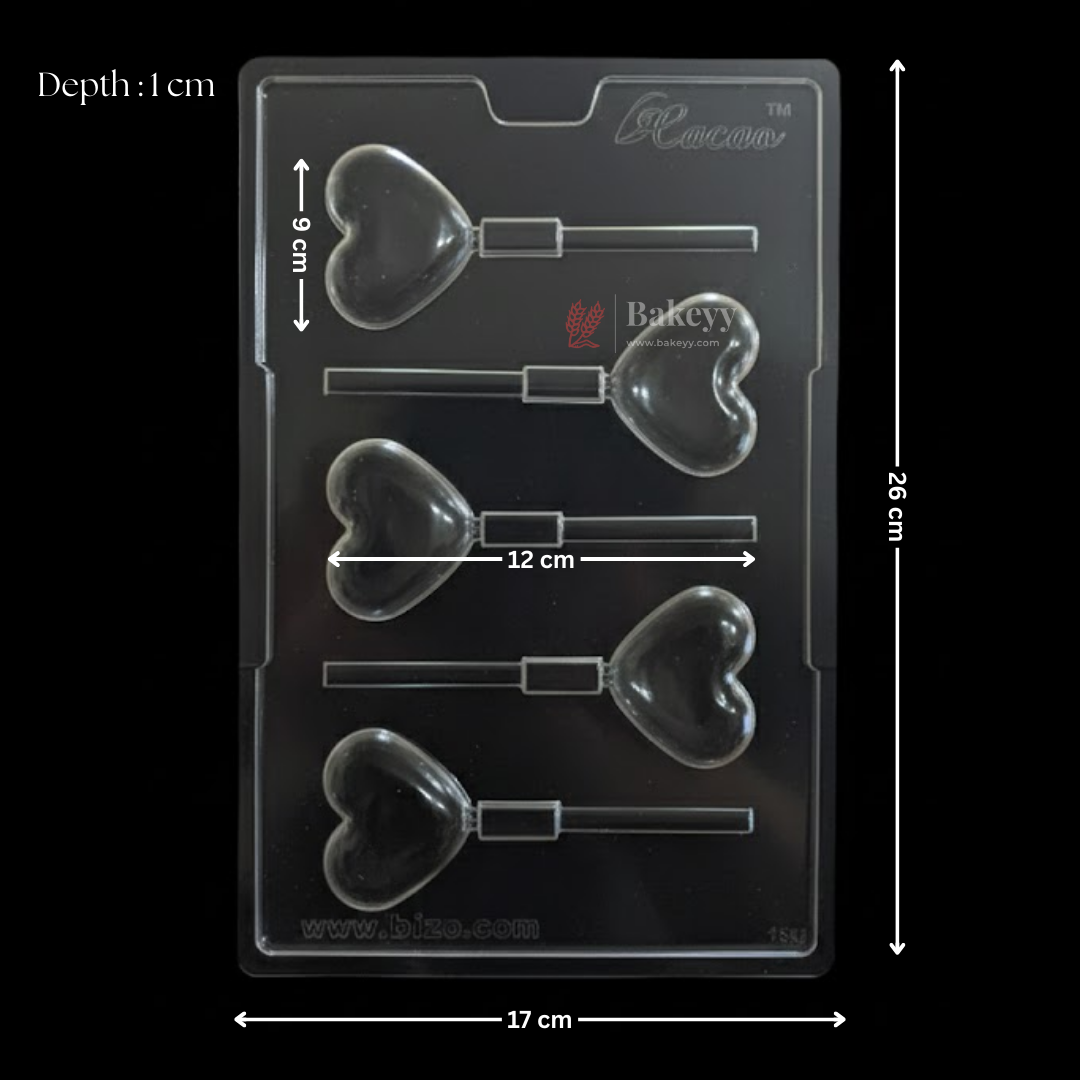 Mould 156 | Heart Lollipop Chocolate Mould | Food-Grade Plastic Chocolate Mould | Pack of 1