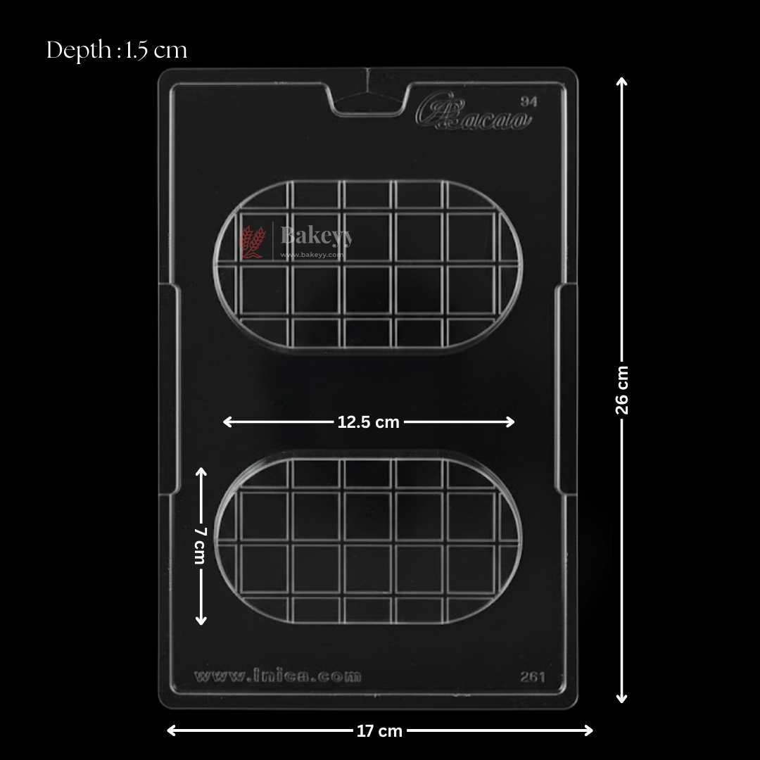 Mould 691 | Oval Chocolate Bar Mould | 2 Cavity Deep Chocolate Mould | Pack of 1