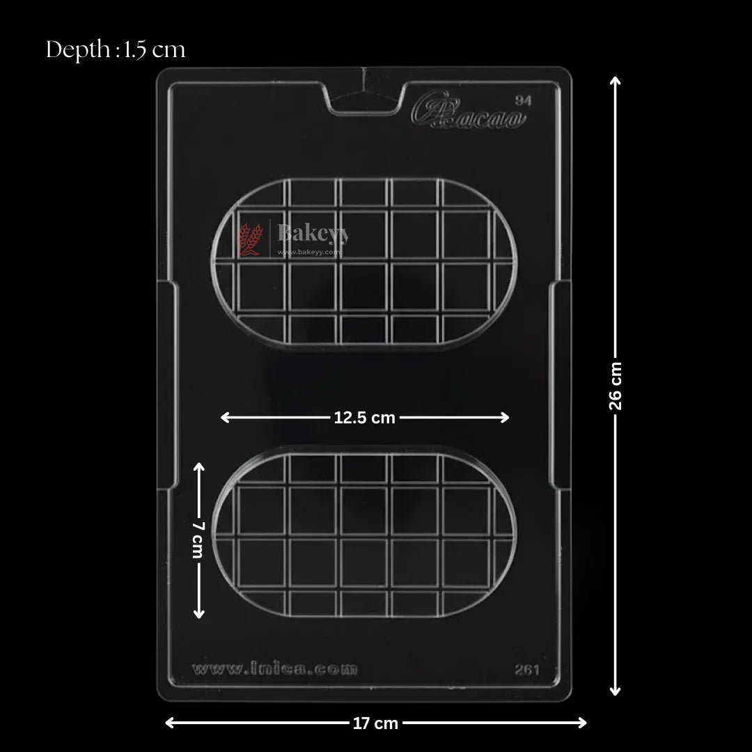 Mould 691 | Oval Chocolate Bar Mould | 2 Cavity Deep Chocolate Mould | Pack of 1