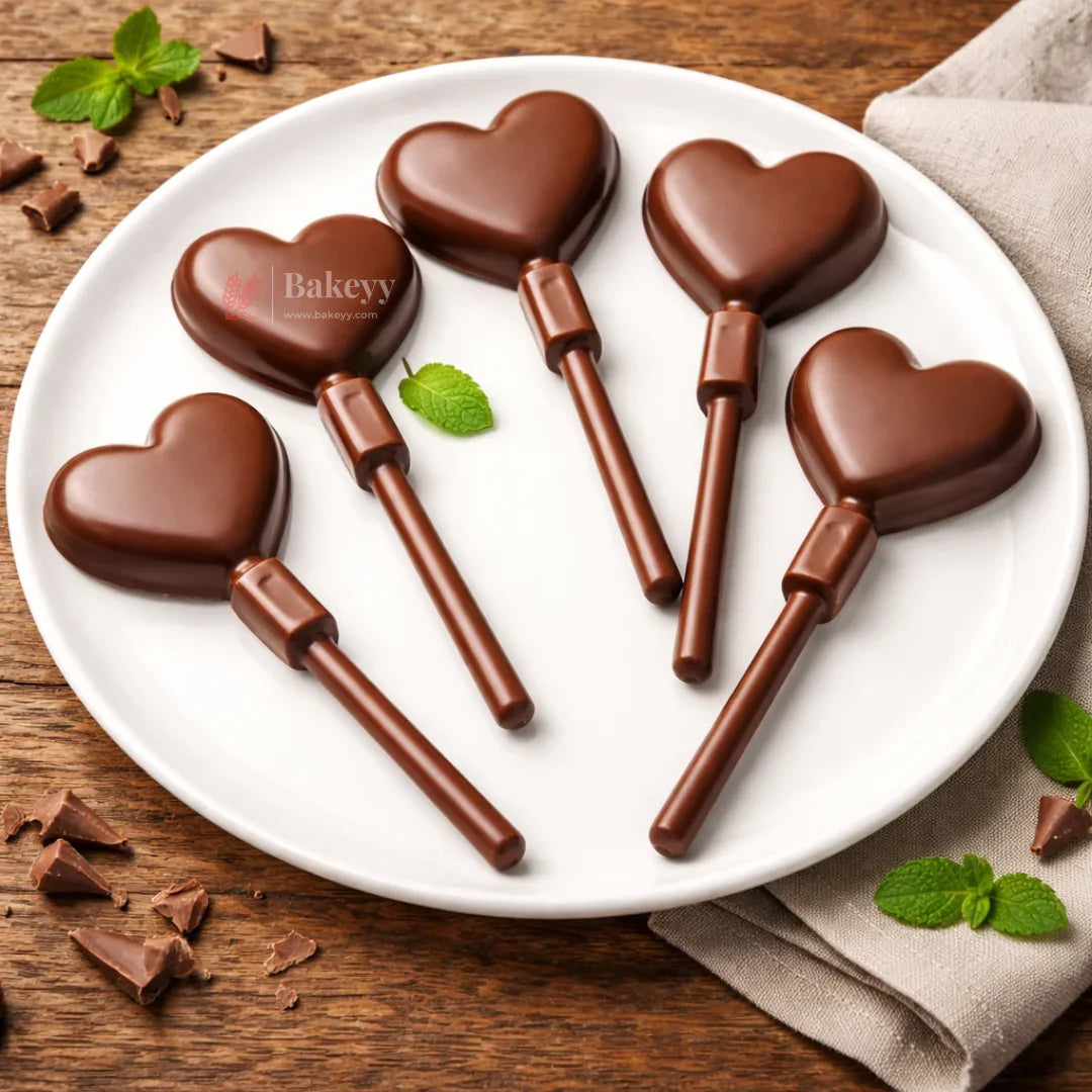 Mould 156 | Heart Lollipop Chocolate Mould | 5 Cavity | Pack of 1