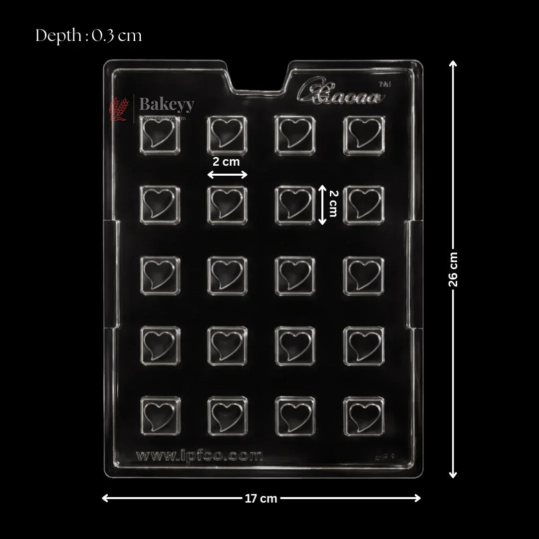 Mould 488 | Mini Heart Embossed Square Chocolate Mould | Pack of 1 - Bakeyy.com - India - Mould 488 | Mini Heart Embossed Square Chocolate Mould | Pack of 1 - Default Title 70.00