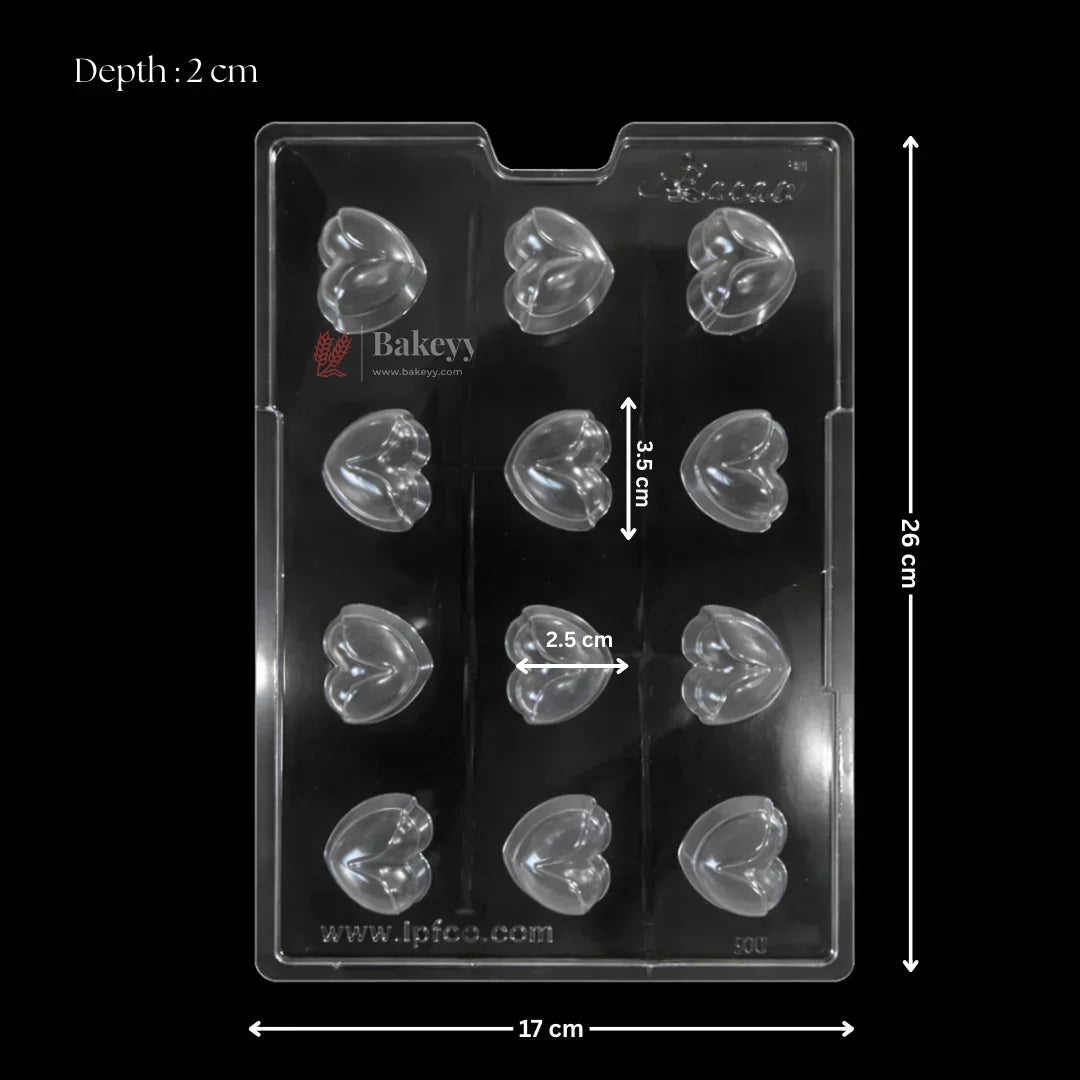 Mould 300 | Double-Curve 3D Heart Chocolate Mould | 12 Cavity | Pack of 1 - Bakeyy.com - India - Mould 300 | Double-Curve 3D Heart Chocolate Mould | 12 Cavity | Pack of 1 - Default Title 70.00