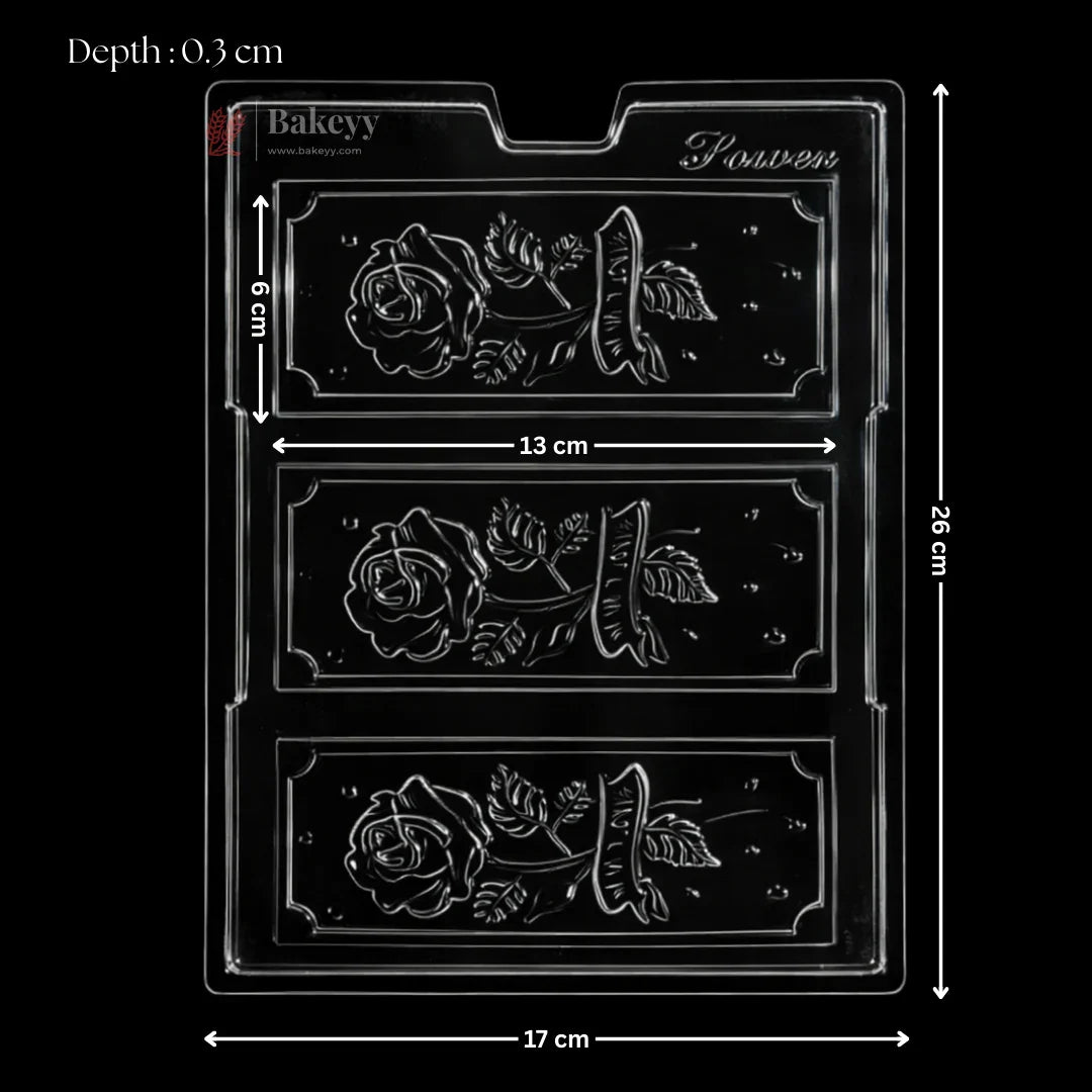 Mould 594 | Rose Message Chocolate Bar Mould | 3 Cavity | Pack of 1