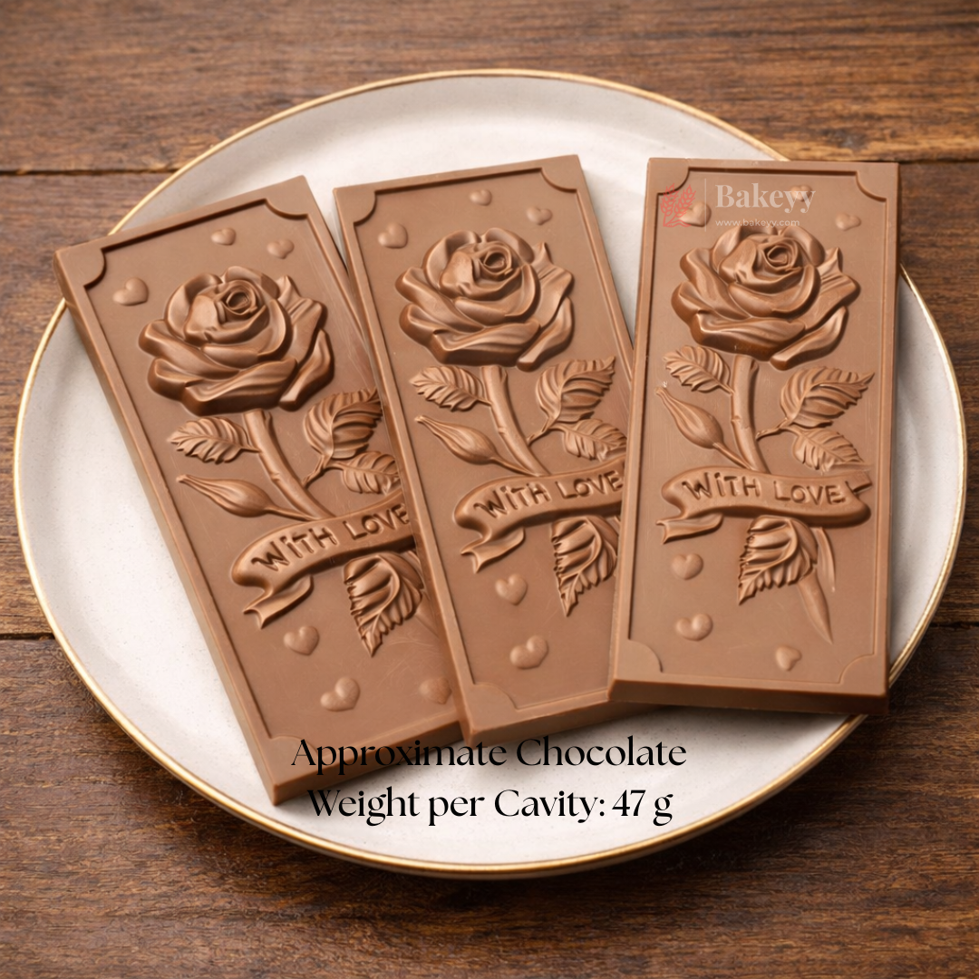 Mould 594 | Rose Message Chocolate Bar Mould | Food-Grade Plastic Chocolate Mould | Pack of 1
