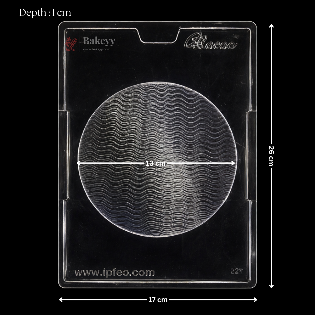 Mould 628 | Round Wave Texture Chocolate Mould | 1 Cavity | Food-Grade Plastic Chocolate Mould | Pack of 1