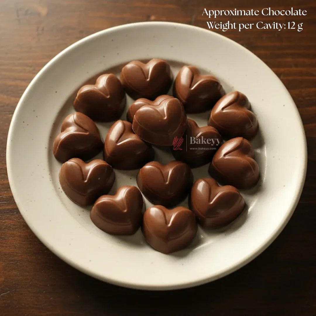 Mould 300 | Double-Curve 3D Heart Chocolate Mould | 12 Cavity | Pack of 1