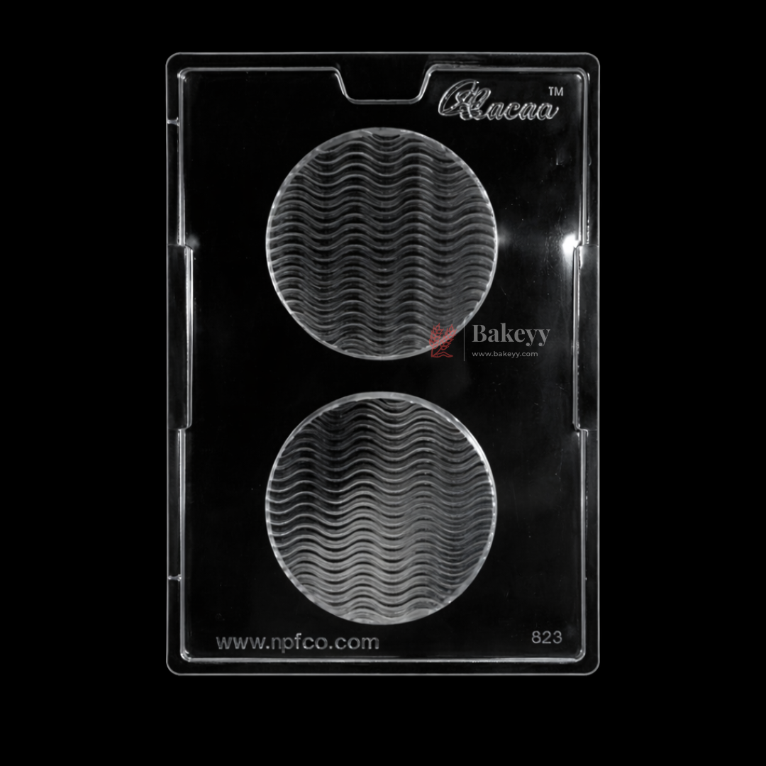 Mould 629 | Round Ripple Wave Texture Chocolate Mould | 2 Cavity | Food-Grade Plastic Chocolate Mould | Pack of 1