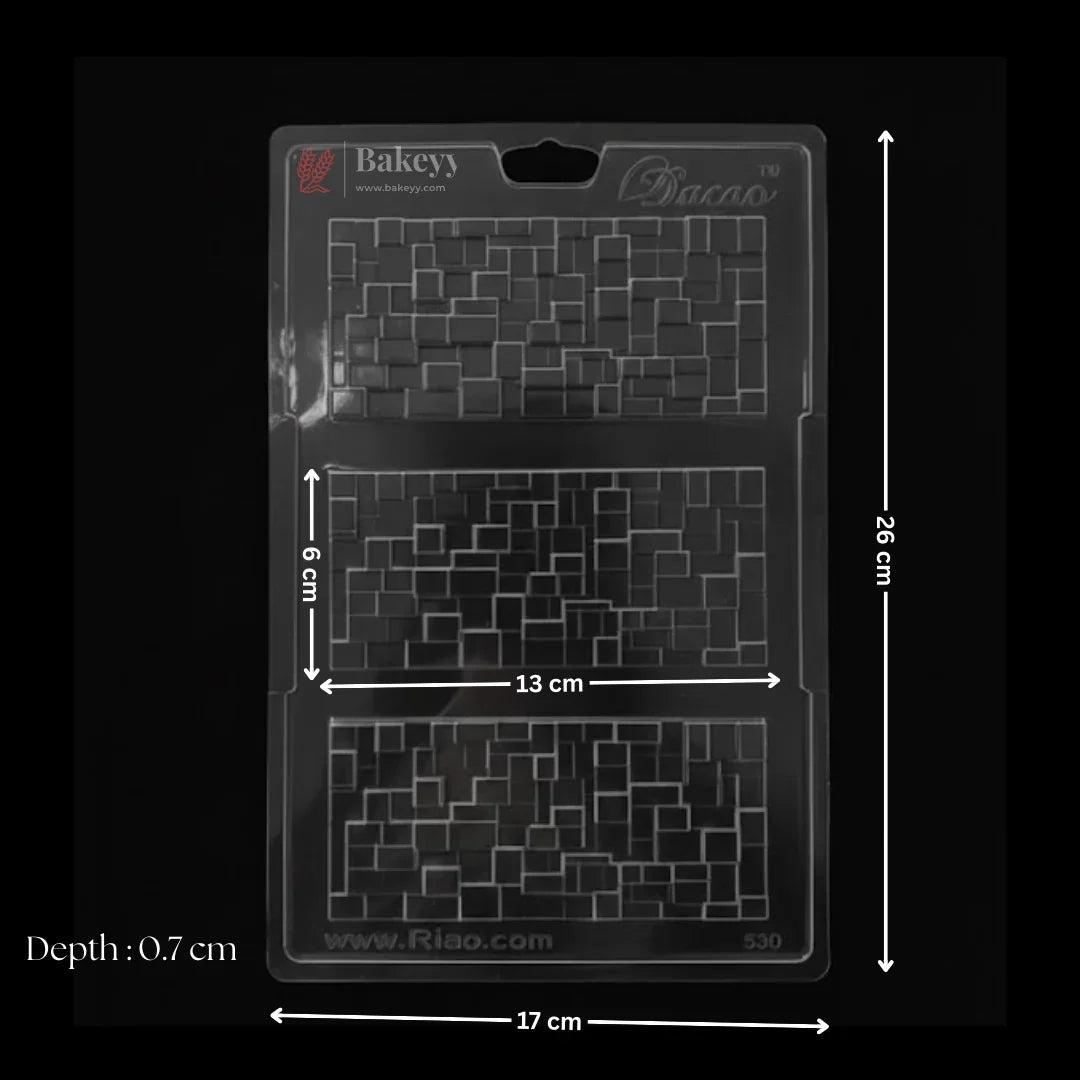 Mould 500 | Geometric Block Pattern Chocolate Bar Mould | 3 Cavity | Pack of 1