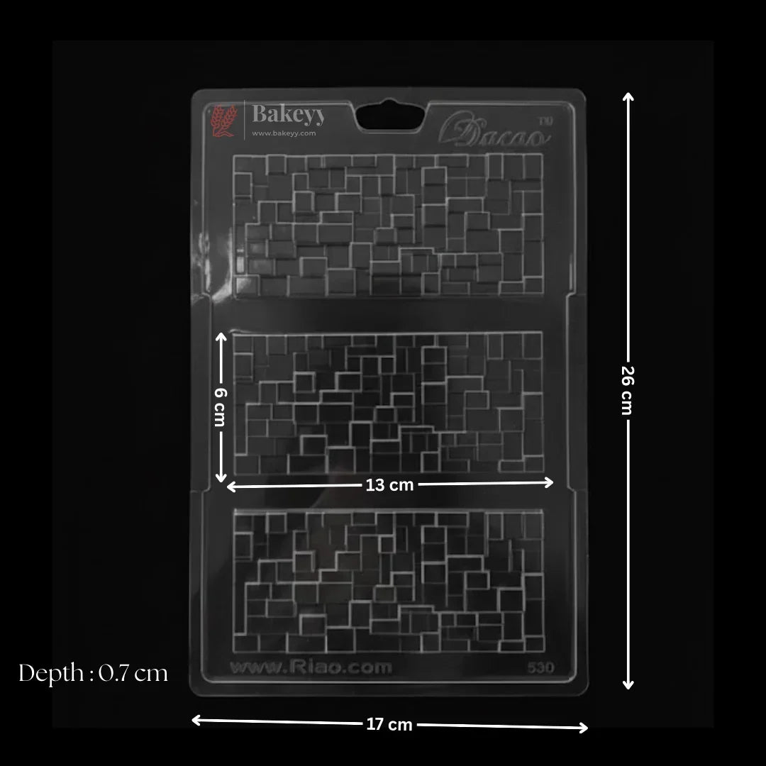 Mould 500 | Geometric Block Pattern Chocolate Bar Mould | 3 Cavity | Pack of 1 - Bakeyy.com - India - Mould 500 | Geometric Block Pattern Chocolate Bar Mould | 3 Cavity | Pack of 1 - Default Title 70.00
