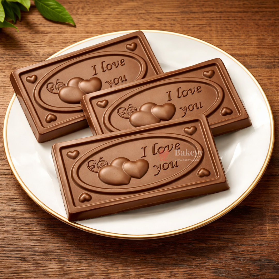Mould 362 | “I Love You” Design Chocolate Bar Mould | 2 Cavity | Food-Grade Plastic Chocolate Mould | Pack of 1