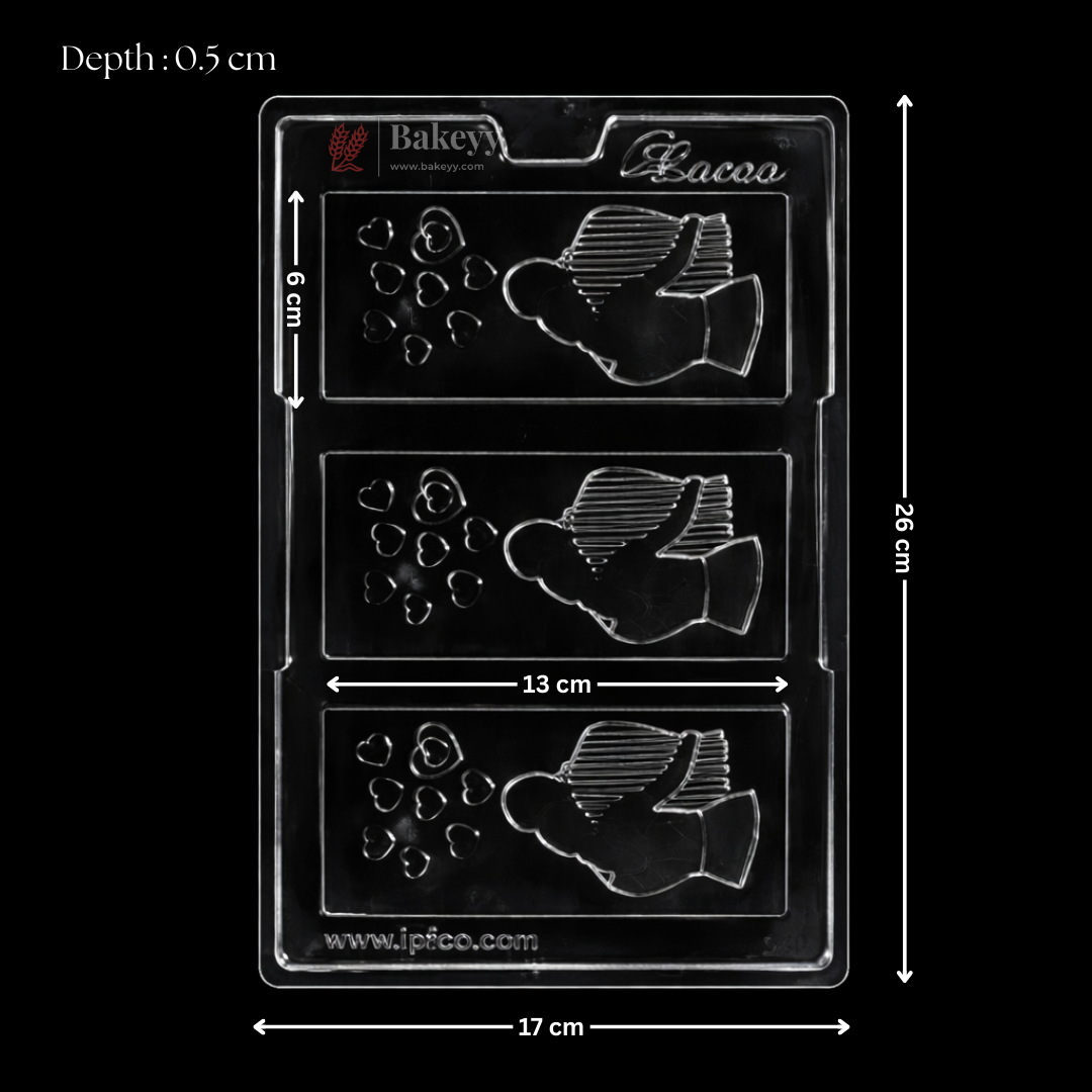 Mould 540 | Romantic Hug Designer Bar Mould | Couple Love Chocolate Mould | 3 Cavity | Food-Grade Plastic Chocolate Mould | Pack of 1