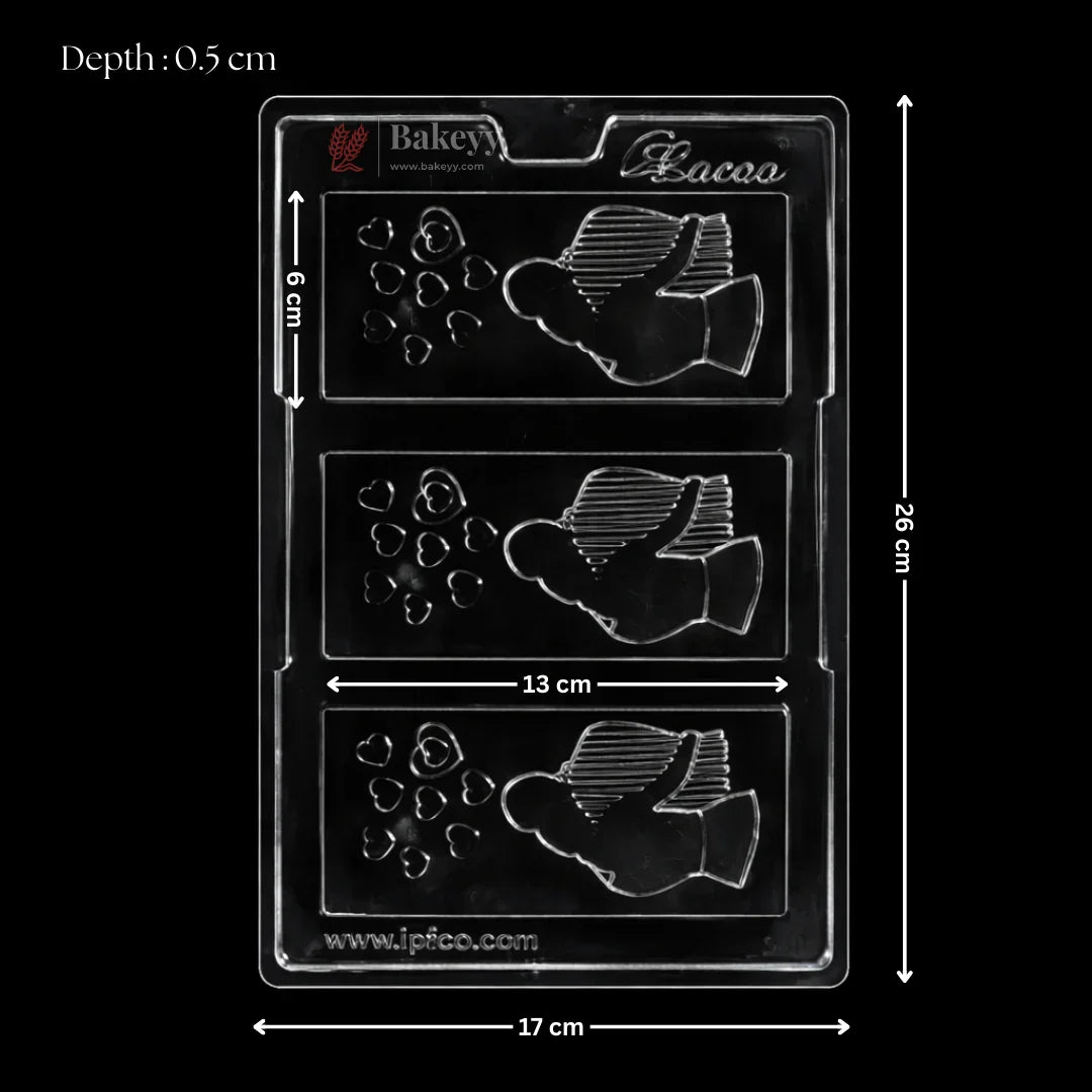 Mould 540 | Romantic Hug Designer Bar Mould | Couple Love Chocolate Mould | 3 Cavity | Pack of 1