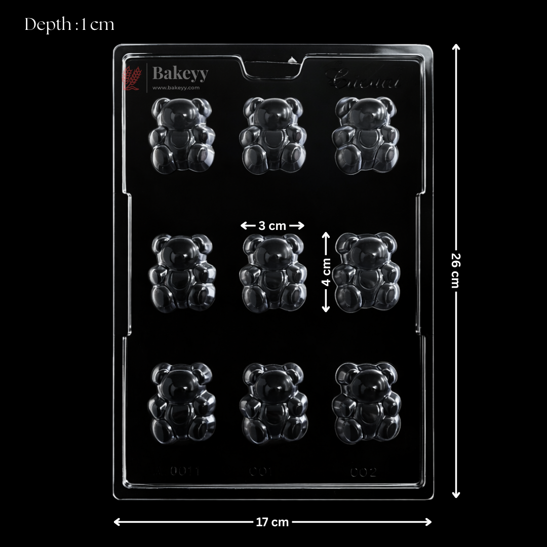 Mould 006 | Gummy Bear Shape Chocolate Mould | 9 Cavity | Food-Grade Plastic Chocolate Mould | Pack of 1