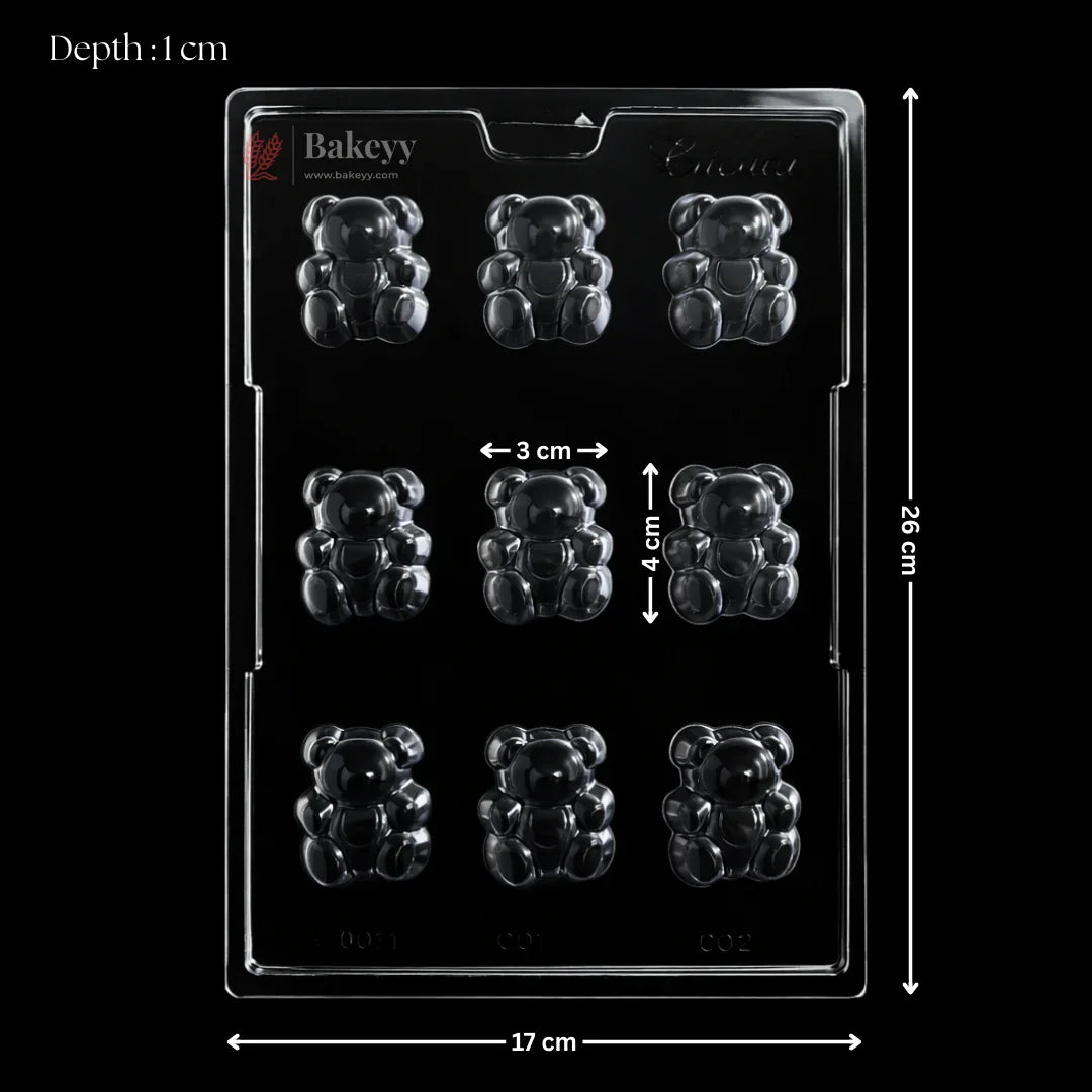 Mould 006 | Gummy Bear Shape Chocolate Mould | 9 Cavity | Pack of 1