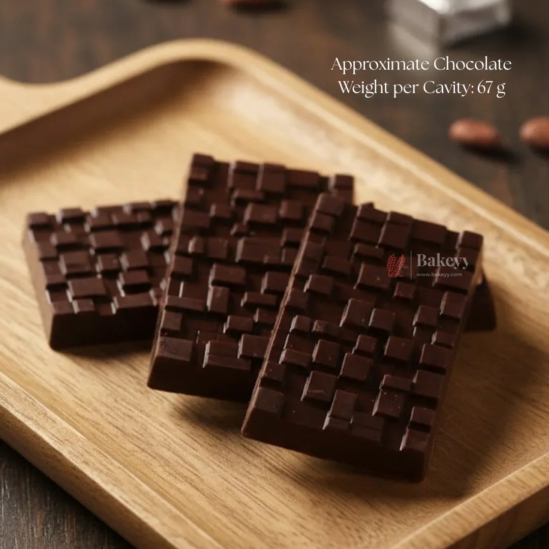Mould 500 | Geometric Block Pattern Chocolate Bar Mould | 3 Cavity | Pack of 1