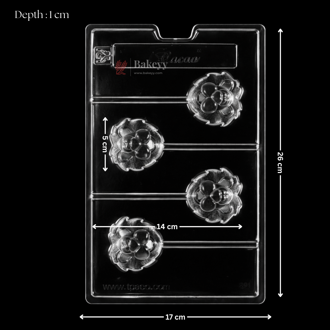 Mould 291 | Lion Face Lollipop Chocolate Mould | 4 Cavity | Food-Grade Plastic Chocolate Mould | Pack of 1