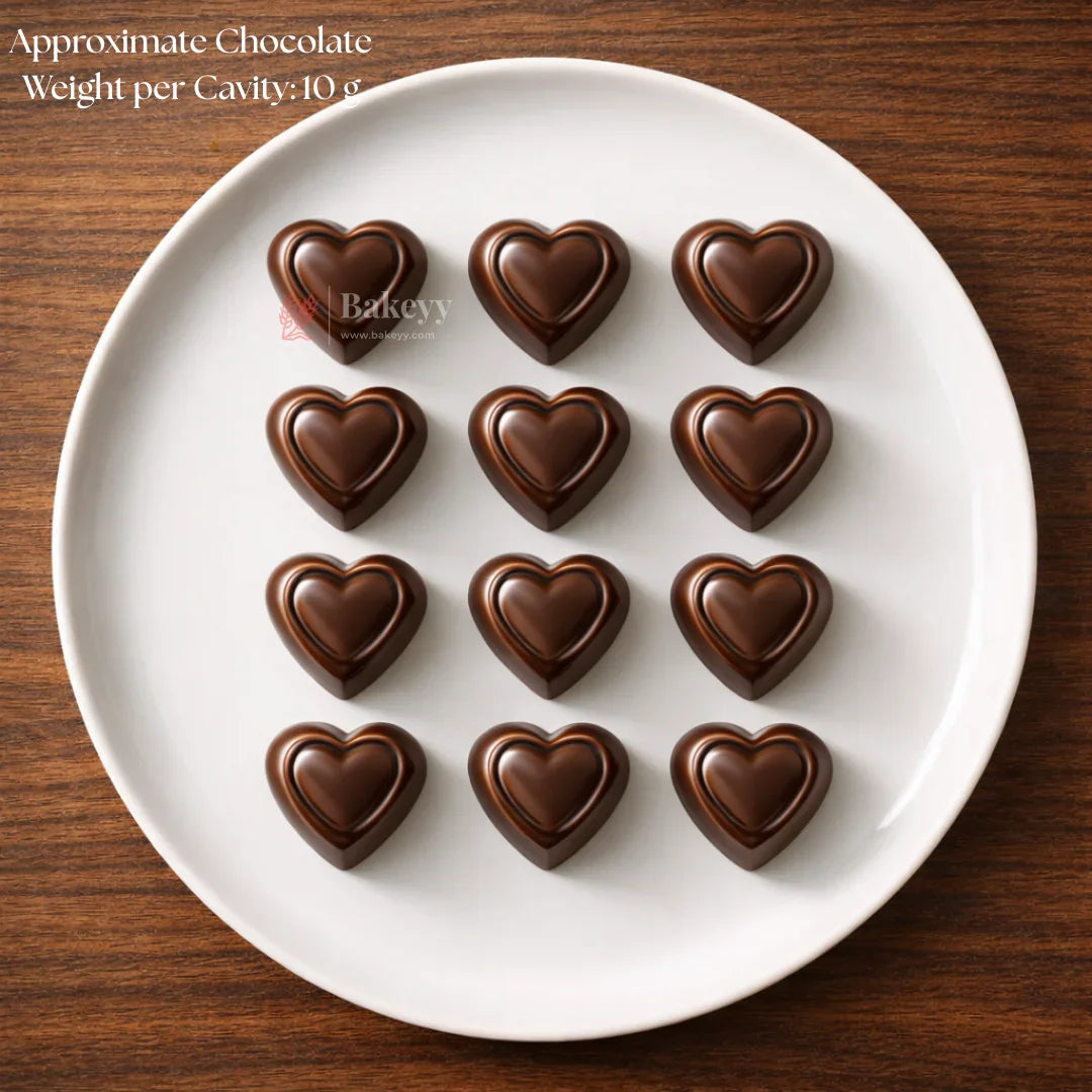 Mould 013 | Layered 3D Heart Chocolate Mould | 3D Heart Chocolate Shape Mould | 15 Cavity | Pack of 1