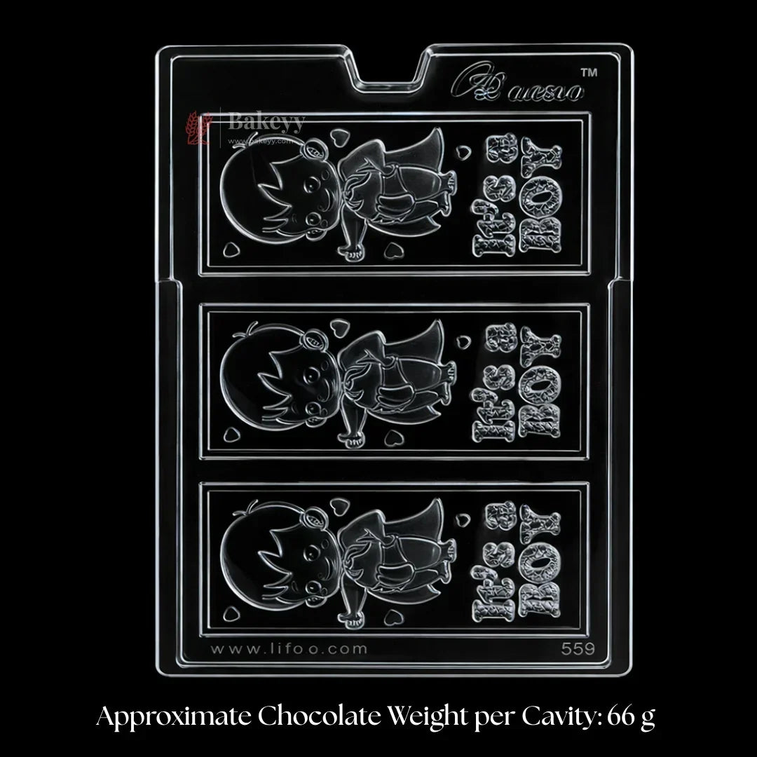 Mould 569 | “It’s a Boy” Bar Chocolate Mould | 3 Cavity | Pack of 1 - Bakeyy.com - India - Mould 569 | “It’s a Boy” Bar Chocolate Mould | 3 Cavity | Pack of 1 - Default Title 70.00