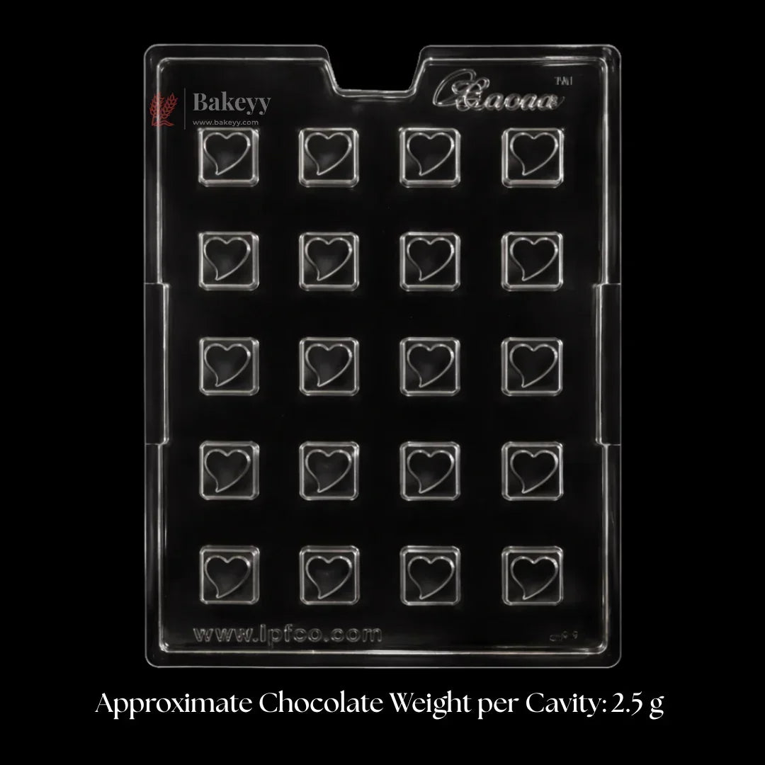 Mould 488 | Mini Heart Embossed Square Chocolate Mould | Pack of 1 - Bakeyy.com - India - Mould 488 | Mini Heart Embossed Square Chocolate Mould | Pack of 1 - Default Title 70.00