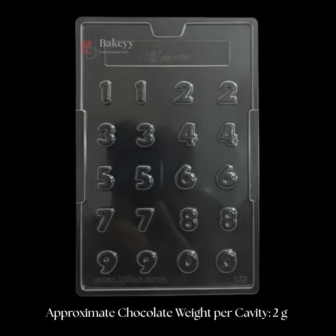 Mould 103 | Mini Number Chocolate Mould | 0–9 Digits | 20 Cavity | Pack of 1