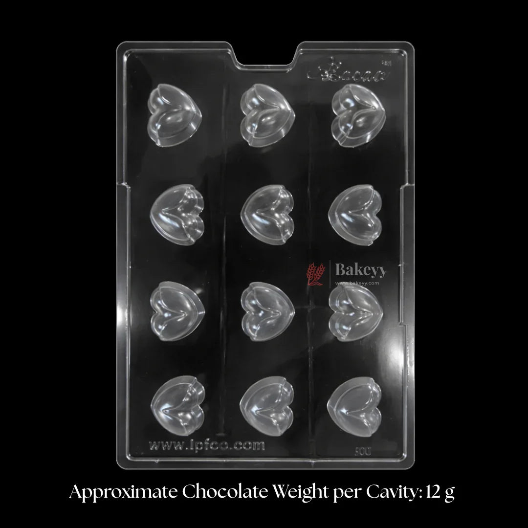 Mould 300 | Double-Curve 3D Heart Chocolate Mould | 12 Cavity | Pack of 1