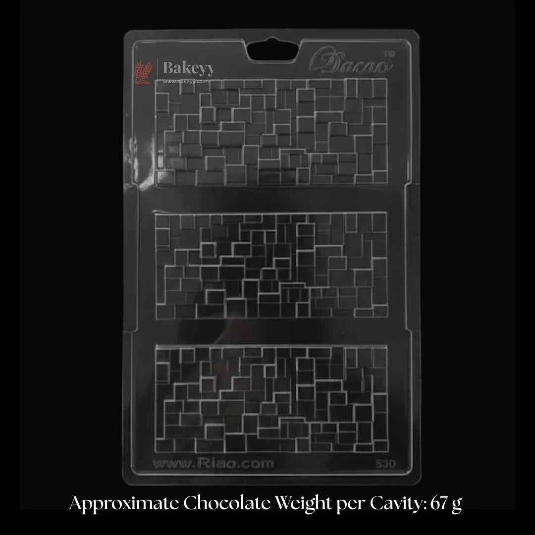 Mould 500 | Geometric Block Pattern Chocolate Bar Mould | 3 Cavity | Pack of 1 - Bakeyy.com - India - Mould 500 | Geometric Block Pattern Chocolate Bar Mould | 3 Cavity | Pack of 1 - Default Title 70.00