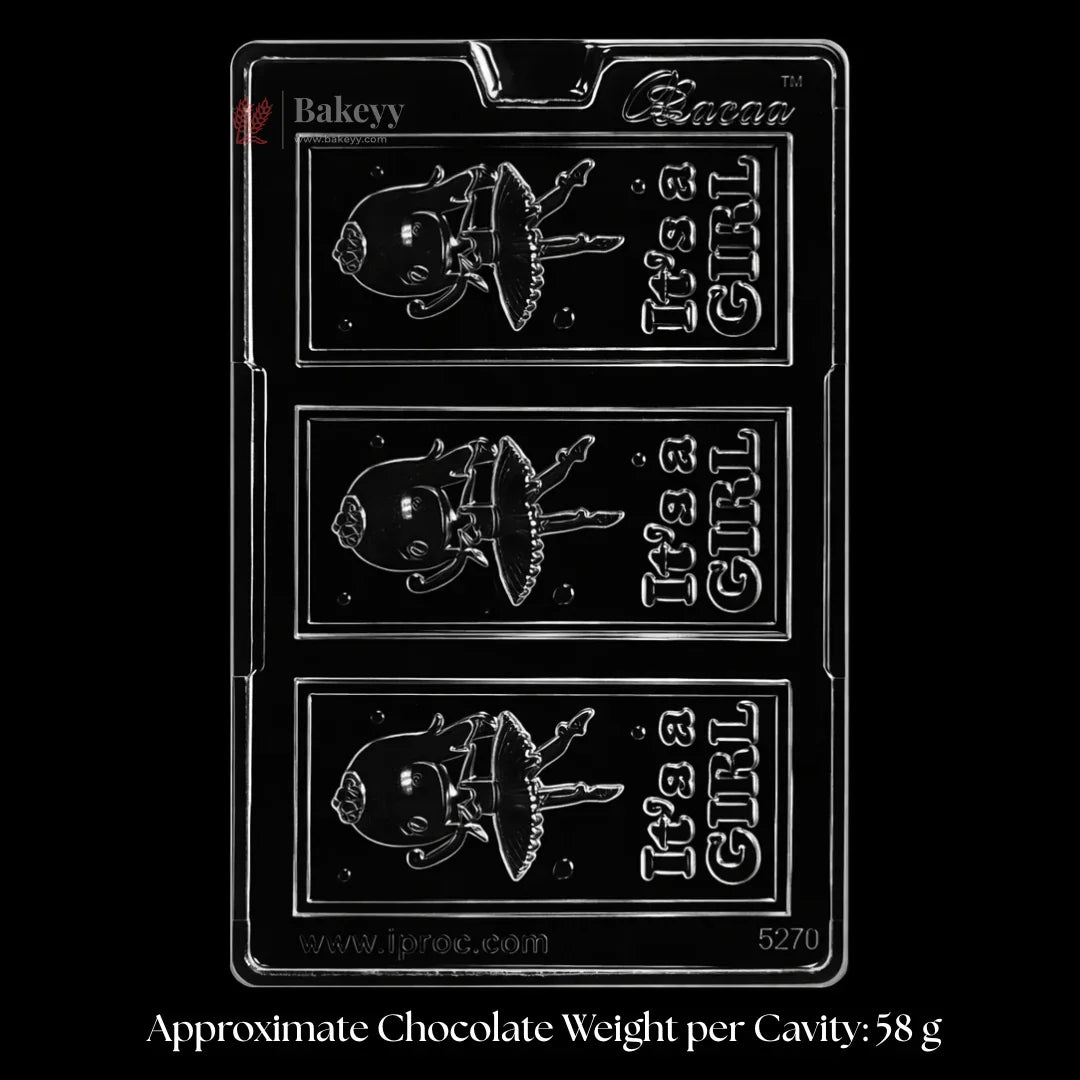 Mould 570 | “It’s a Girl” Bar Chocolate Mould | 3 Cavity | Pack of 1