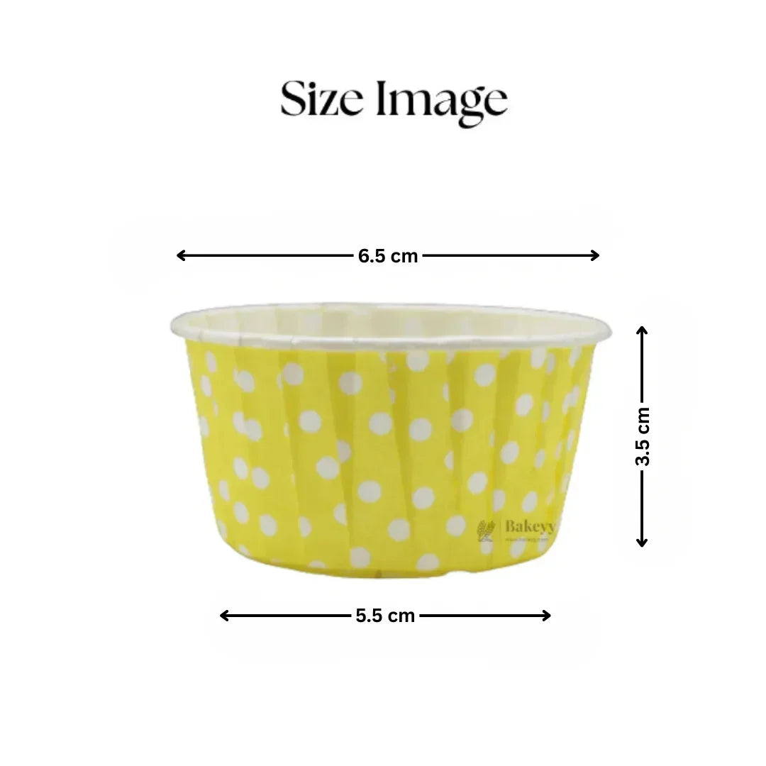 Polka Dot Muffin Cup | Curl Edge | Cupcake Liner | Pack of 100 - Bakeyy.com - India - Polka Dot Muffin Cup | Curl Edge | Cupcake Liner | Pack of 100 - Yellow 300.00
