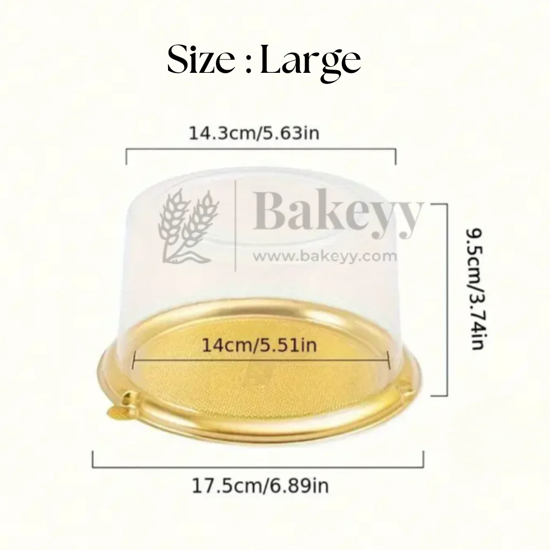 Round Cake Dome Box | Large Transparent Lid with Gold Base | Pack of 50