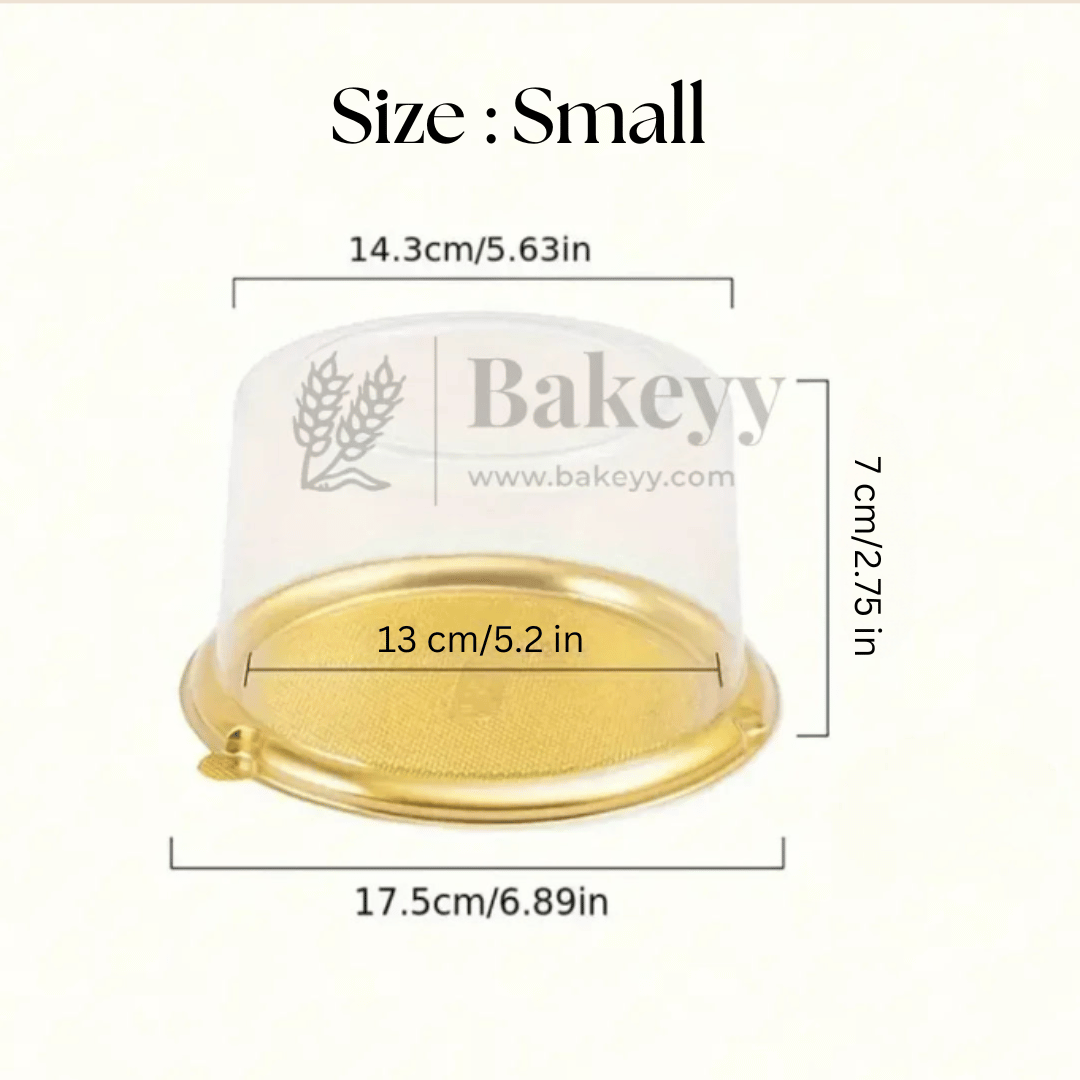 Round Cake Dome Box | Large Transparent Lid with Gold Base | Pack of 50