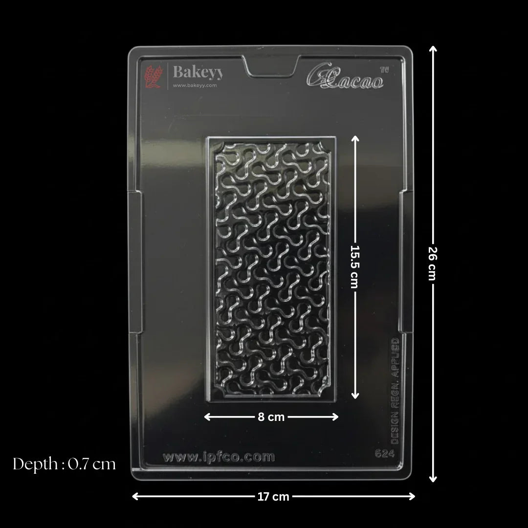 Mould 624 | Interlocking Wave Pattern Chocolate Bar Mould | 1 Cavity | Pack of 1 - Bakeyy.com - India - Mould 624 | Interlocking Wave Pattern Chocolate Bar Mould | 1 Cavity | Pack of 1 - Default Title 70.00
