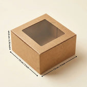 Kraft Brownie Boxes | L Shape and Top Window | Food-Grade Paperboard | Pack of 25
