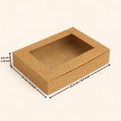 Kraft Brownie Boxes | L Shape and Top Window | Food-Grade Paperboard | Pack of 25