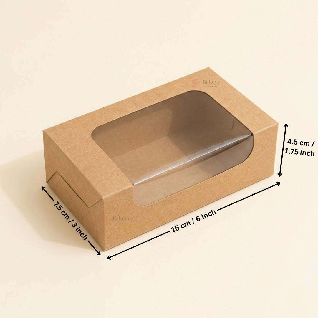 Kraft Brownie Boxes | L Shape and Top Window | Food-Grade Paperboard | Pack of 25