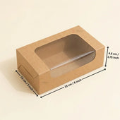 Kraft Brownie Boxes | L Shape and Top Window | Food-Grade Paperboard | Pack of 25