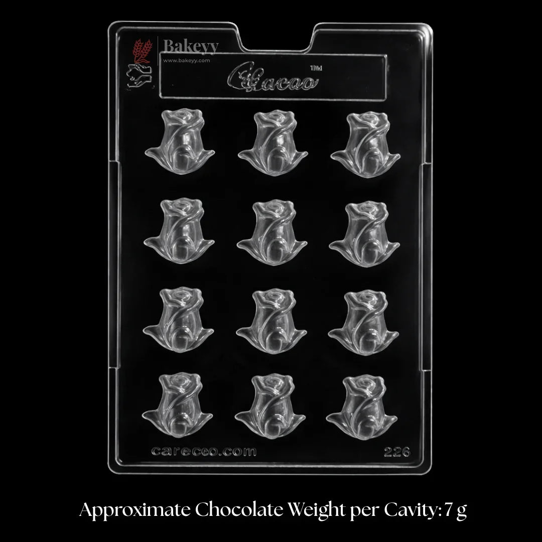 Mould 220 | Rose Bud Shape Chocolate Mould | 12 Cavity | Pack of 1 - Bakeyy.com - India - Mould 220 | Rose Bud Shape Chocolate Mould | 12 Cavity | Pack of 1 - Default Title 70.00