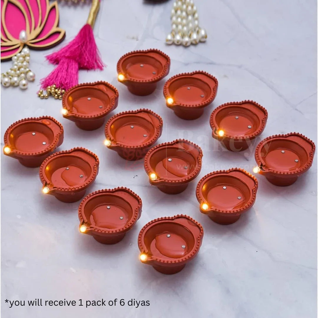 Modern Diwali Lighting: Water-Activated LED Diya for Festive Brilliance (Pack Of 6)