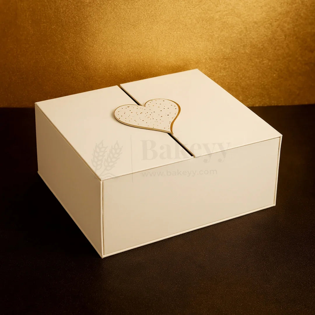 Light Yellow Colour Folding Gift Box with Heart| 1 Piece