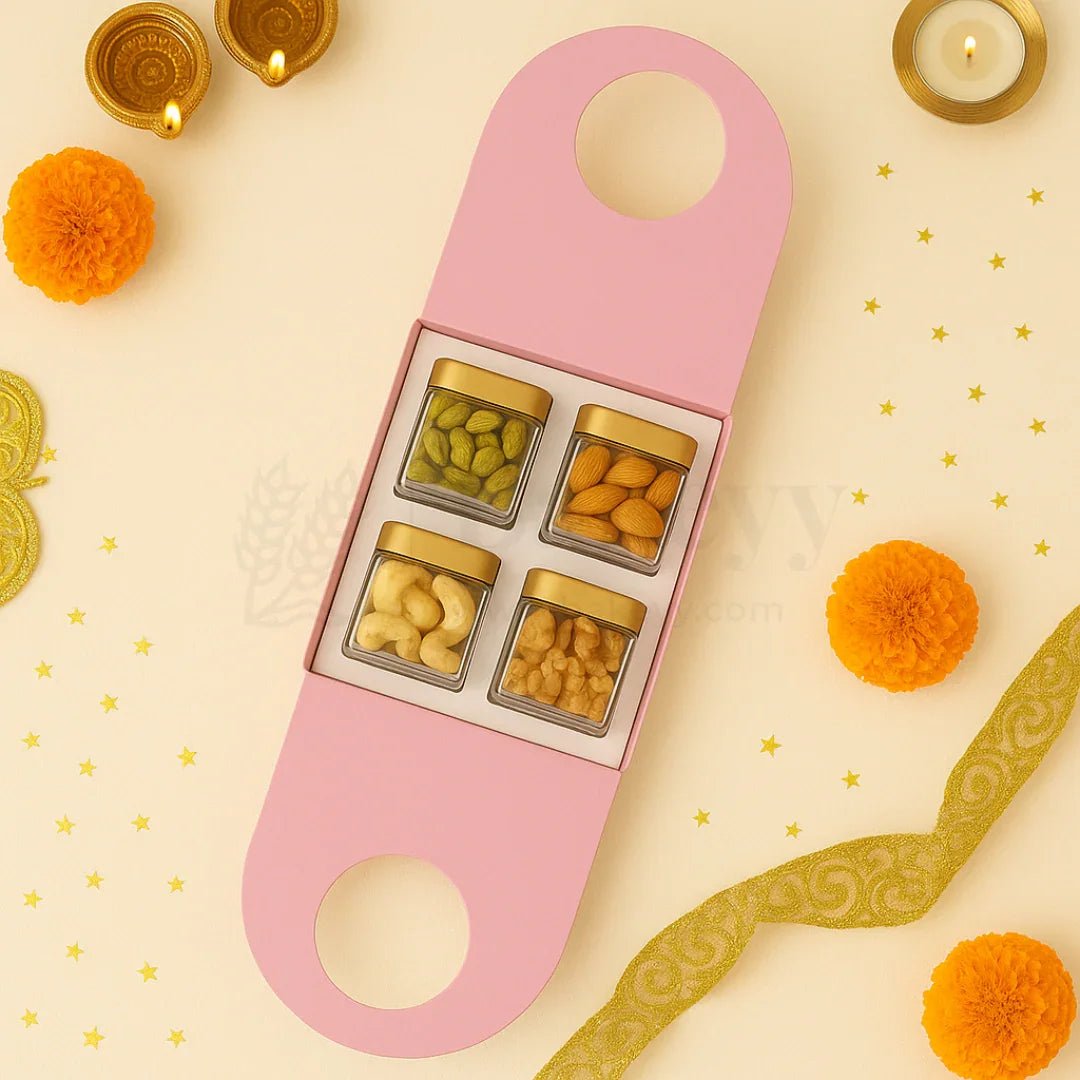 4 Jar Holder with Handle-Pink | Pack of 10 - Bakeyy.com - India - 4 Jar Holder with Handle-Pink | Pack of 10 - Default Title