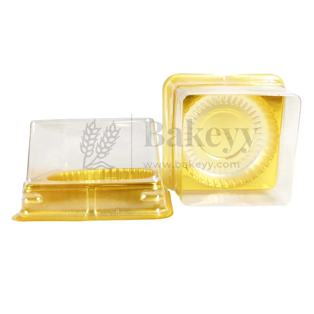 Individual Cupcakes And Pastry Container | Premium Single Cupcake Container with Transparent Lid – Gold Base | Pack Of 50 - Bakeyy.com - India - Individual Cupcakes And Pastry Container | Premium Single Cupcake Container with Transparent Lid – Gold Base | Pack Of 50 - Default Title