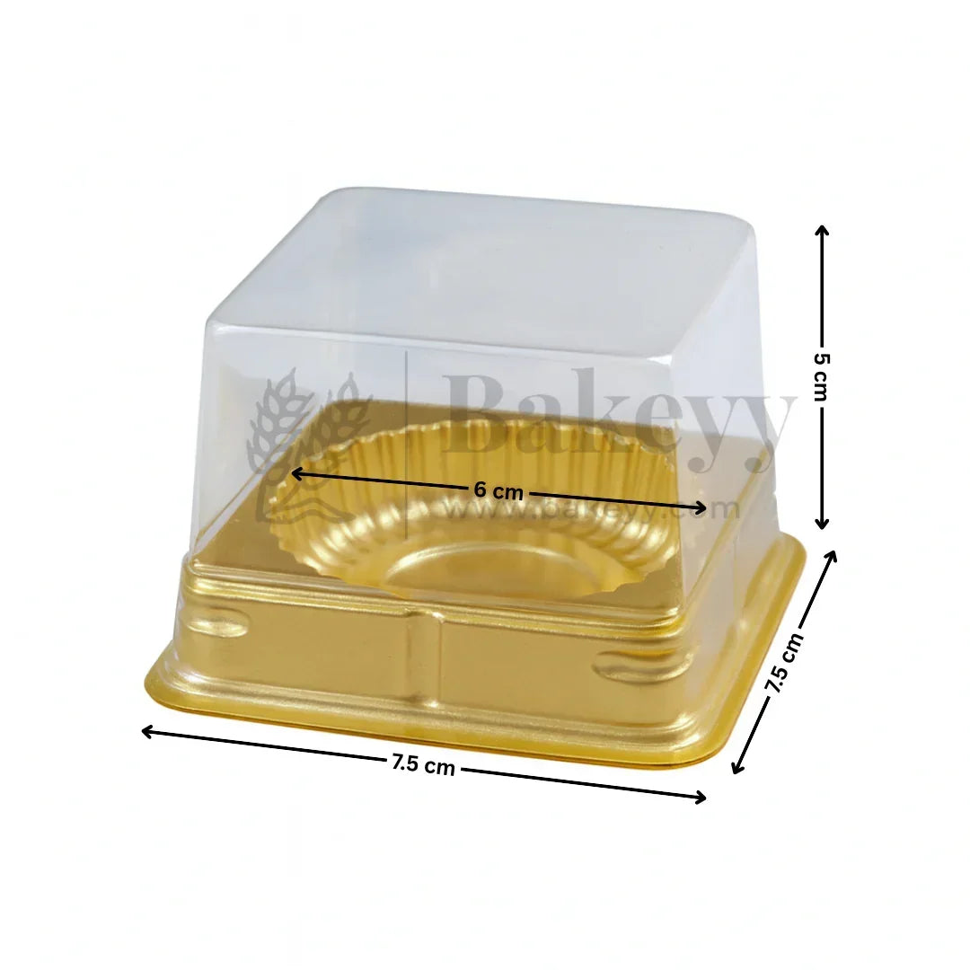 Individual Cupcakes And Pastry Container | Premium Single Cupcake Container with Transparent Lid – Gold Base | Pack Of 50 - Bakeyy.com - India - Individual Cupcakes And Pastry Container | Premium Single Cupcake Container with Transparent Lid – Gold Base | Pack Of 50 - Default Title