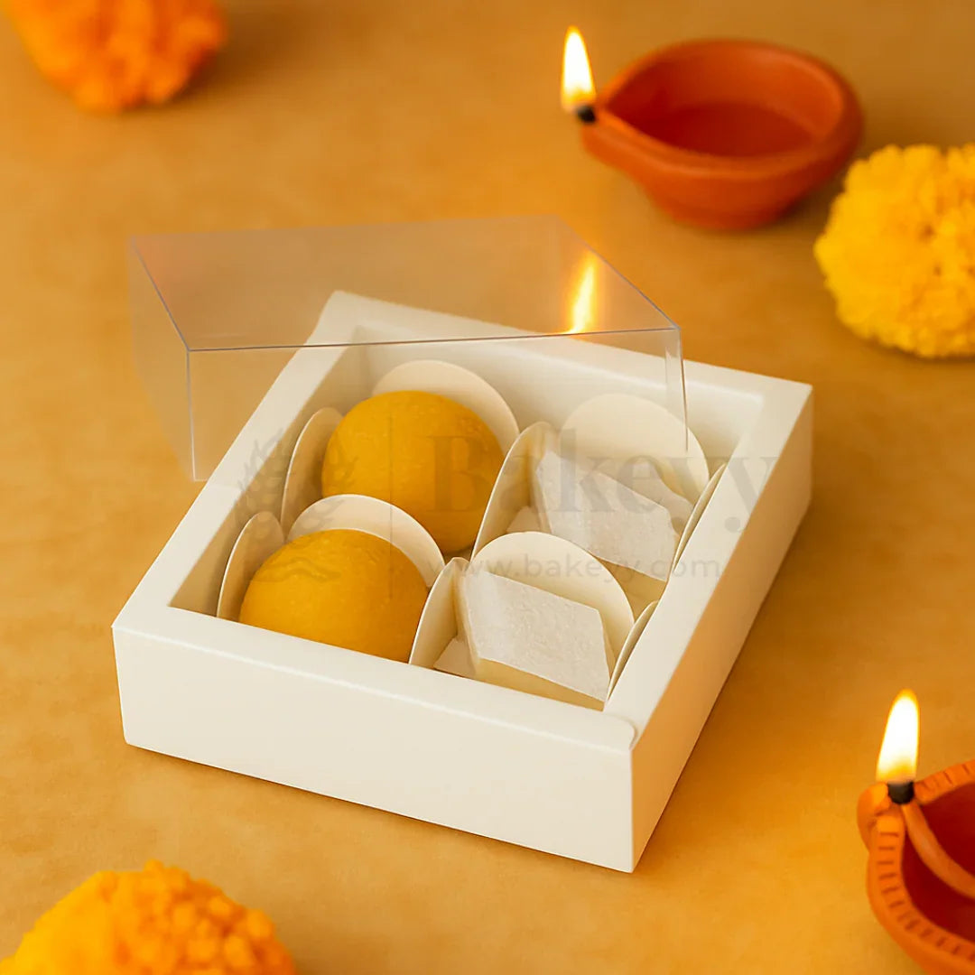 4 Cavity Chocolate Box| White Colour Cavity Box| Pack of 50