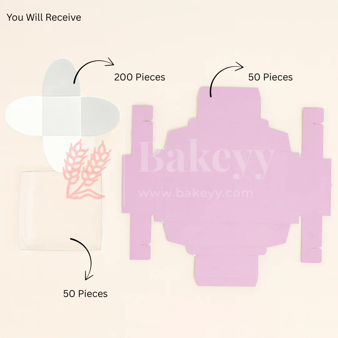 4 Cavity Chocolate Box| Pink Colour Cavity Box| Pack of 50