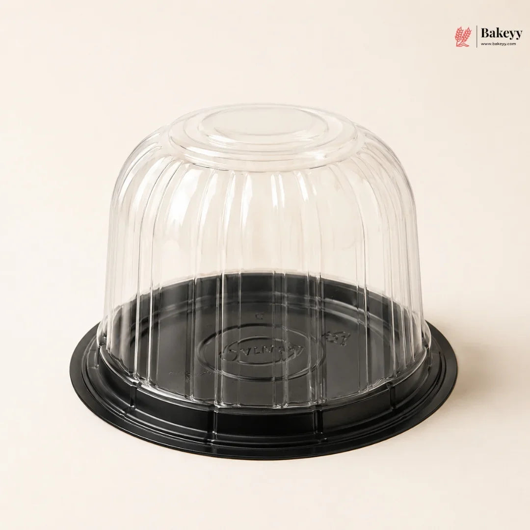 Cake Dome Box with Transparent Lid | PET Pastry Container | Gold & Black Base Available | Pack of 25