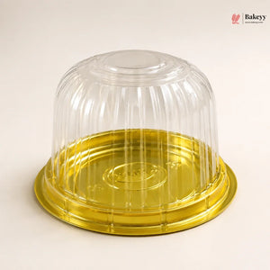 Cake Dome Box with Transparent Lid | PET Pastry Container | Gold & Black Base Available | Pack of 25