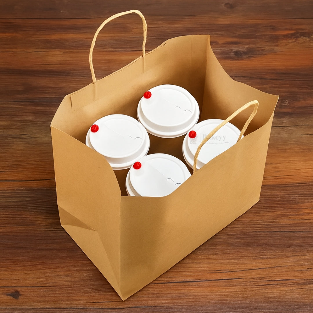 Paper Cake Bag | White / Kraft | Carry Bag for Sweets, Chocolates, Gifts | Multi-Size Bakery Bag | Pack of 50