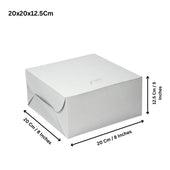 Bakeyy white cake box 20x20x12.5 cm for bakery packaging and hampers, wholesale supply