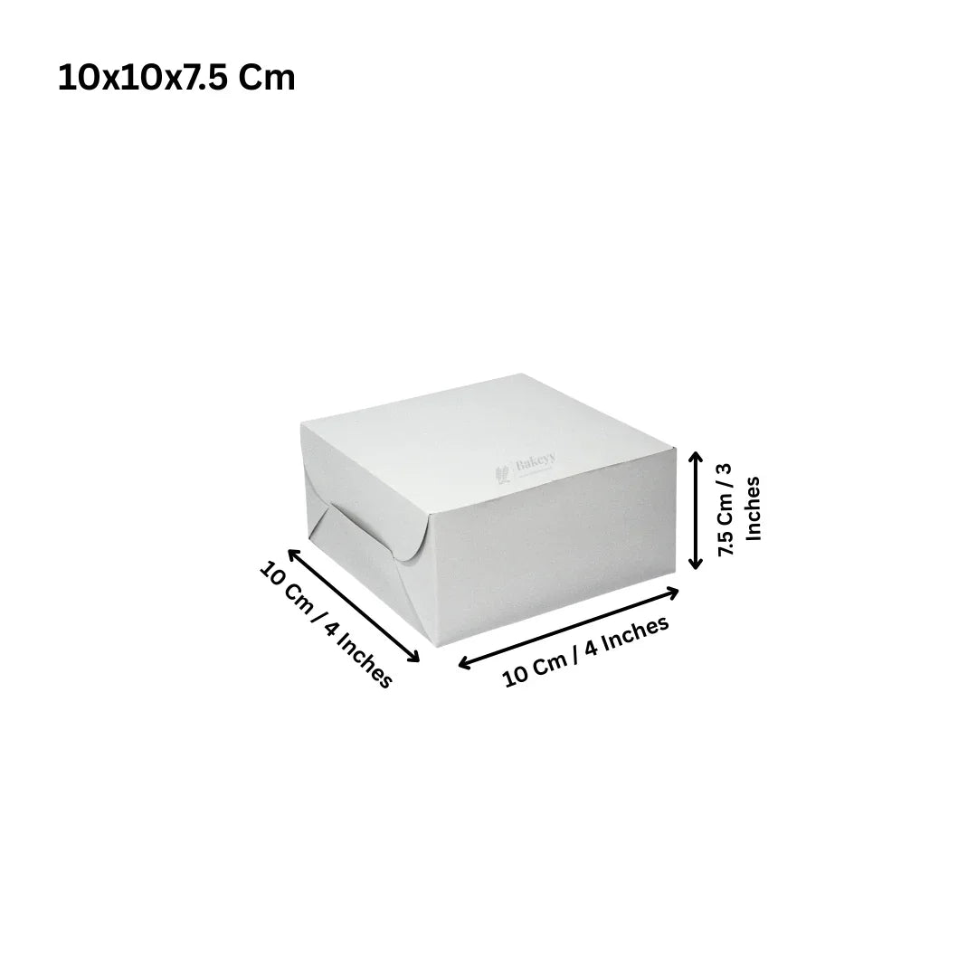 White cake box 10x10x7.5 cm for bakery packaging, wholesale baking supplies by Bakeyy.com