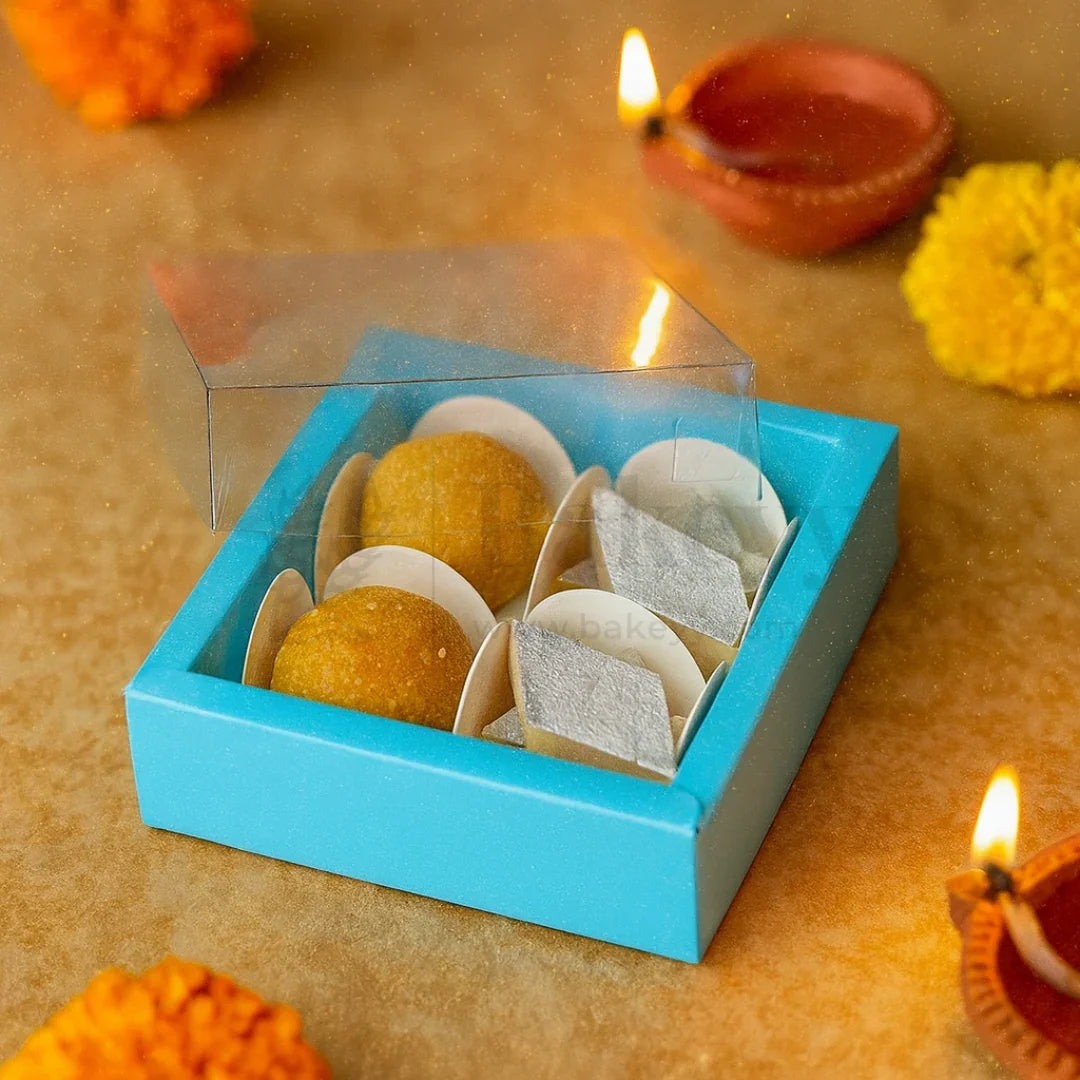 4 Cavity Chocolate Box| Blue Colour Cavity Box| Pack of 50