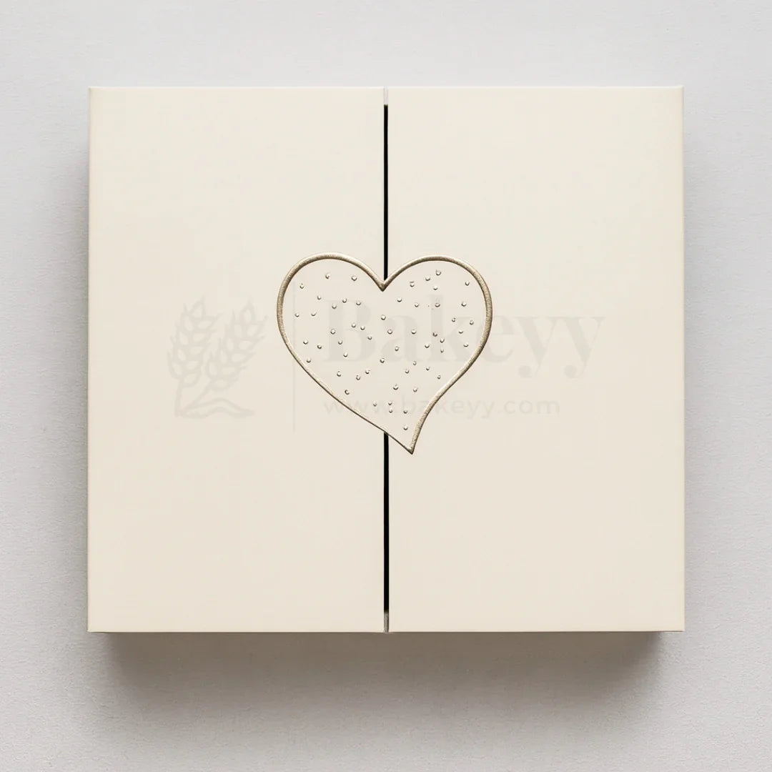 Light Yellow Colour Folding Gift Box with Heart| 1 Piece
